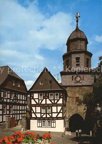 Braunfels Mittleres Schlosstor mit Glockenturm Luftkurort Fachwerkhaus Kat. Braunfels