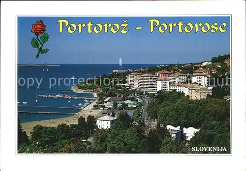 Portorose Istrien Panorama Hafen Kat. Slowenien