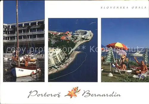 Portorose Istrien Hafen Segelboot Strand Fliegeraufnahme Kat. Slowenien