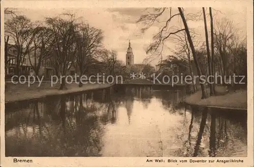 Bremen Partie am Wall Blick vom Doventor zur Ansgariikirche Kat. Bremen