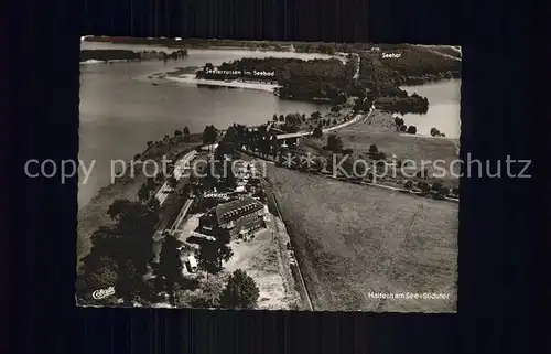 Haltern See Hotel Seestern mit Klause Wildente Suedufer Fliegeraufnahme