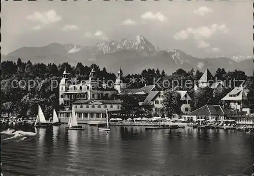 Velden Woerther See Schlosshotel mit Blick zum Mittagskogel Karawanken Kat. Velden am Woerther See