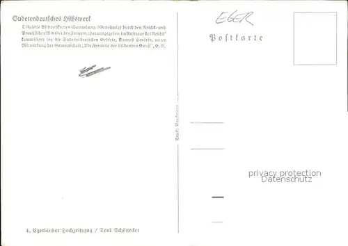 Eger Tschechien Egerlaender Hochzeitszug Sudetendeutsches Hilfswerk Offizielle Bildpostkarten Sammlung Kuenstlerkarte