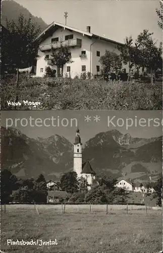 Flintsbach Inn Ortsansicht mit Kirche Alpenblick Haus Moger Kat. Flintsbach a.Inn