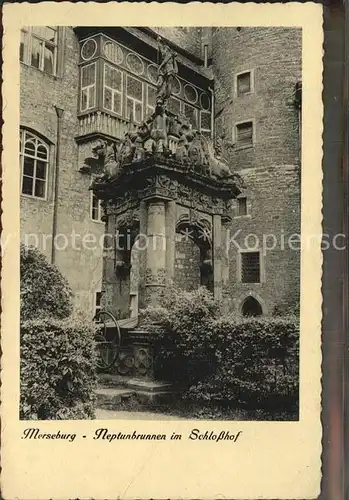 Merseburg Saale Neptunbrunnen Schlosshof Kat. Merseburg