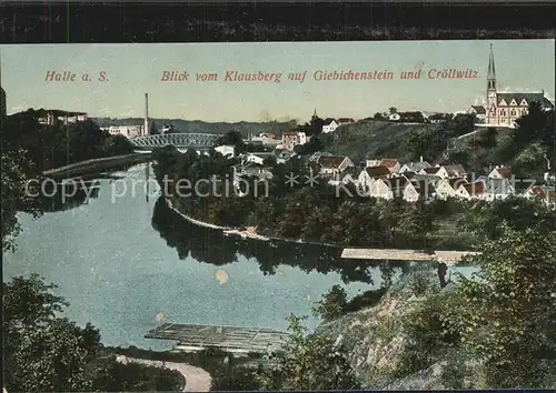 Halle Saale Blick vom Klausberg auf Giebichenstein und Croellwitz Kat. Halle