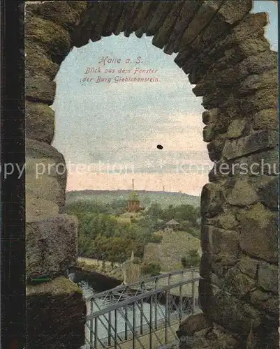 Halle Saale Blick aus dem Fenster der Burg Giebichenstein Kat. Halle