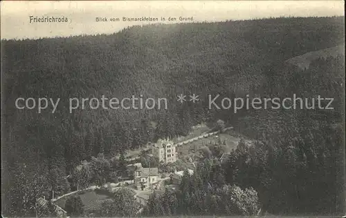 Friedrichroda Blick vom Bismarckfelsen in den Grund Kat. Friedrichroda