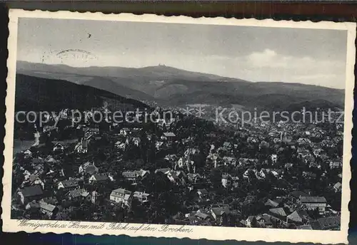 Wernigerode Harz Blick zum Brocken Kat. Wernigerode