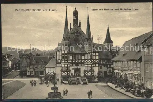 Wernigerode Harz Markt mit Rathaus Gotisches Haus Kat. Wernigerode