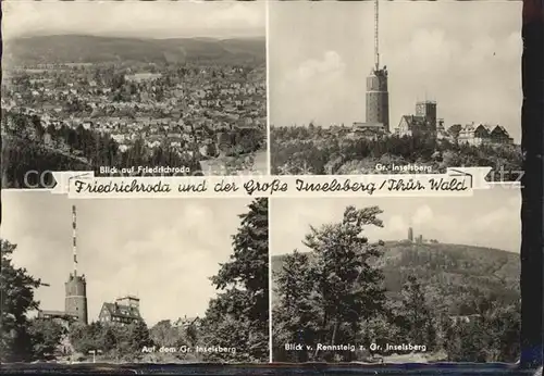 Friedrichroda Panorama Grosser Inselsberg Blick vom Rennsteig Kat. Friedrichroda