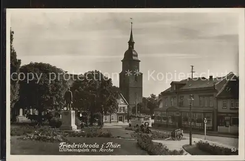 Friedrichroda Wilhelmsplatz mit Kirche Kat. Friedrichroda