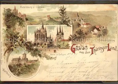 Thueringen Region Rudelsberg Saaleck Schwarzburg Dom Erfurt Wartburg Kat. Erfurt