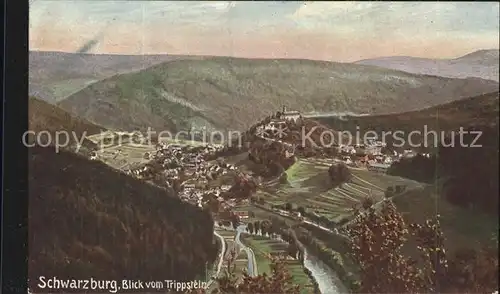 Schwarzburg Thueringer Wald Blick vom Trippstein Kat. Schwarzburg