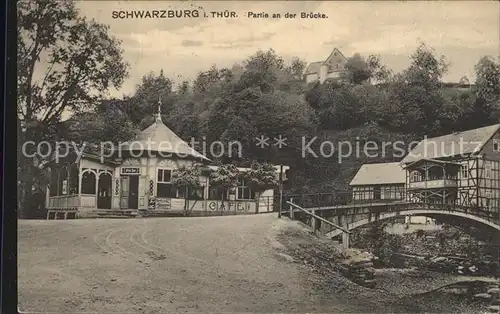 Schwarzburg Thueringer Wald Partie an der Bruecke Kat. Schwarzburg