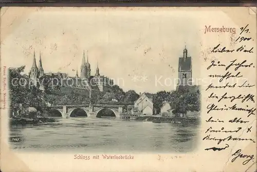 Merseburg Saale Schloss mit Waterloobruecke Kat. Merseburg
