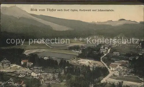 Oybin Blick vom Toepfer zum Dorf Oybin Hochwald Johannisstein Kat. Kurort Oybin