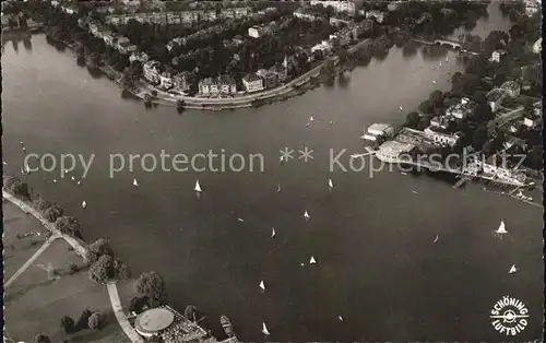 Hamburg Fliegeraufnahme Aussenalster kleines Faehrhaus Bellevue  Kat. Hamburg