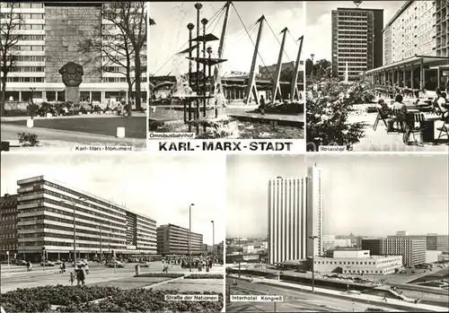 Karl Marx Stadt Karl Marx Monument Rosenhof Interhotel Kat. Chemnitz