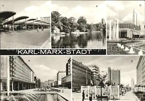 Karl Marx Stadt Schlossteich Rosenhof Stadthalle  Kat. Chemnitz
