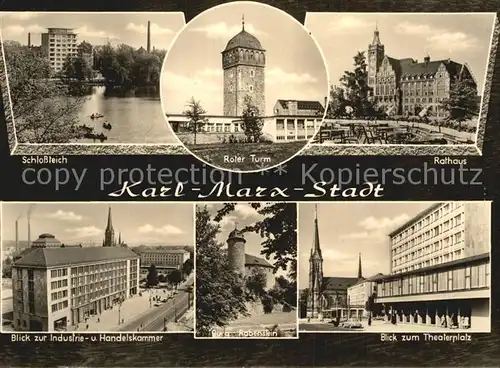 Karl Marx Stadt Rathaus Schlossteich Burg Rabenstein Theaterplatz Kat. Chemnitz