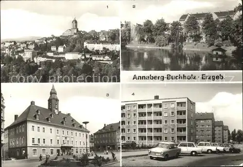 Annaberg Buchholz Erzgebirge Schutzteich Rathaus Neubaugebiet Hermann Matern Kat. Annaberg