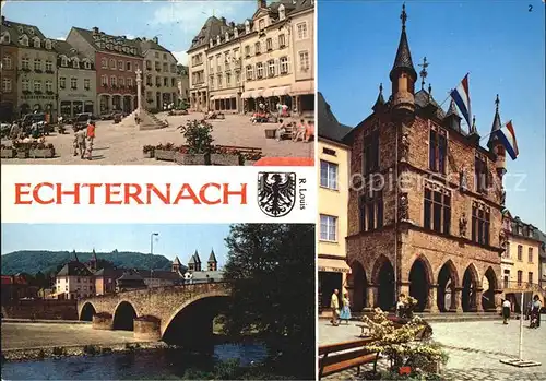 Echternach Place du Marche Denzelt Vue pittoresque avec la Sure Kat. Luxemburg