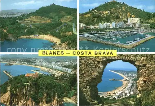 Blanes Panorama Hafenpartien Felsentor Kat. Costa Brava