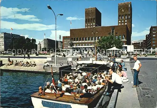 Oslo Norwegen Radhuset Sightseing fra Honnorbryggen Rathaus Ausflugsboot Kat. Oslo