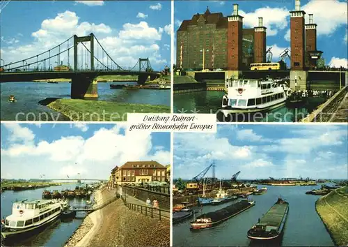 Duisburg Ruhrort Binnenhafen Bruecke Frachtschiffe