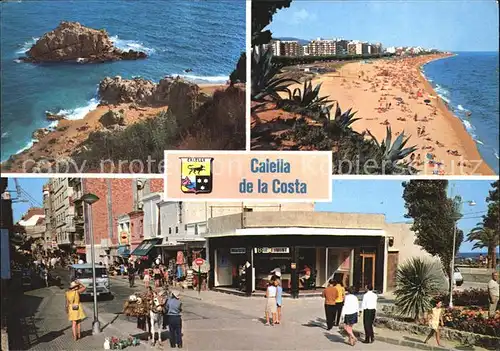 Calella de Mar Strand Felseninsel Strassenpartie