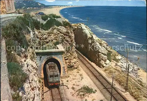 Castelldefels Panorama Eisenbahn Tunnel Kat. Costa Brava