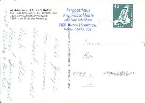 Bernau Schwarzwald Almhuette zum Krunkelbach Viehweide Kat. Bernau im Schwarzwald
