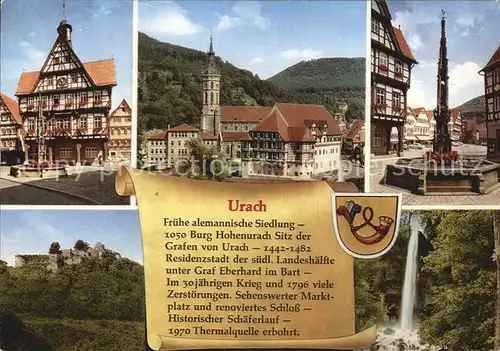 Urach Bad Fachwerkhaus Brunnen Teilansicht mit Kirche Kat. Bad Urach