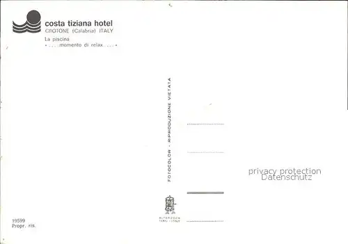 Crotone Costa Tiziana Hotel Pool Kat. Crotone