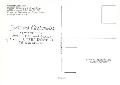 Uttendorf Salzburg Gasthaus Kirchenwirt Kat. Uttendorf