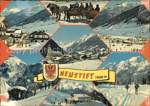 Neustift Stubaital Tirol Teilansicht Skipisten Pferdeschlitten Kat. Neustift im Stubaital