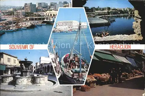 Heraklion Iraklio Hafen Brunnen Markt  Kat. Insel Kreta