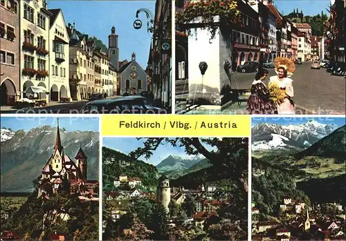 Feldkirch Vorarlberg Dorfplatz Brunnen Burg  Kat. Feldkirch
