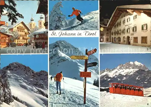 St Johann Tirol Strassenbild Abfahrt vom Harschbichl Kitzbueheler Horn Bergbahn Kat. St. Johann in Tirol