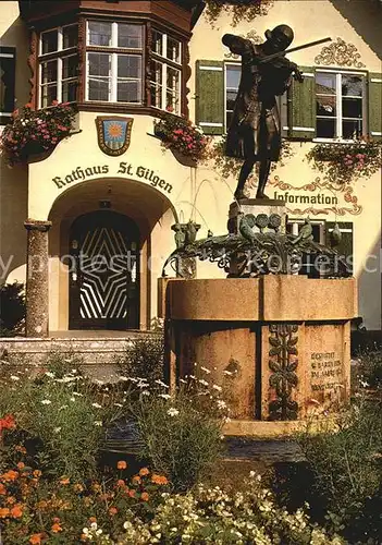 St Gilgen Salzkammergut Mozartbrunnen Skulptur Rathaus Kat. St Gilgen Wolfgangsee
