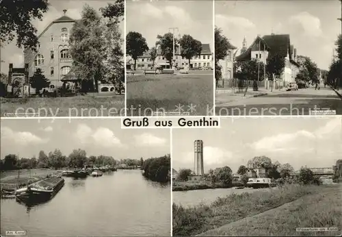 Genthin Museum Ernst Thaelmann Platz Bahnhofstrasse Wasserturm Kanal Frachtkahn Kat. Genthin