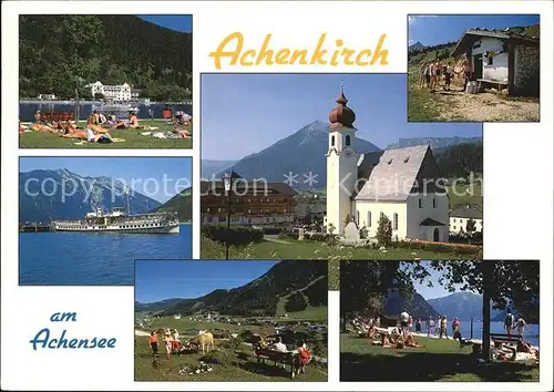 Achenkirch Kirche See mit Personenschiff Badestellen Kat. Achenkirch am Achensee