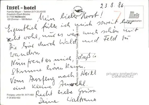 Heilbronn Neckar Insel Hotel Fliegeraufnahme Kat. Heilbronn