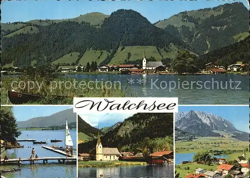 Walchsee Tirol Gesamtansicht Kirche Badestrand  Kat. Walchsee