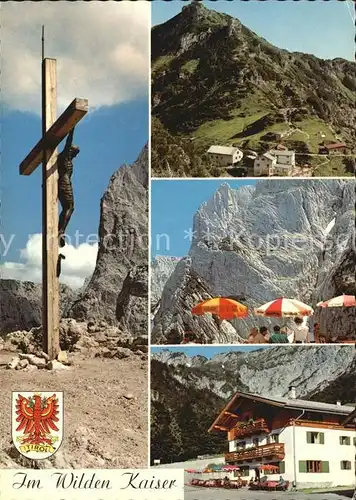 Tirol Region Wilden Kaiser Stripsenjoch Kreuz und Haus Griesneralm Kat. Innsbruck