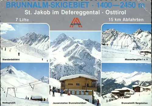 St Jakob Defereggen Standardabfahrt Weissspitzlift Jausestation Brunnalmsueberl Moserberglifte I+II / St. Jakob in Defereggen /Osttirol