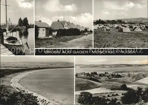 Moenchgut Gager Segelboot Haeuserpartie Campingplatz Strand Landschaft