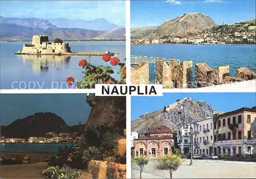 Nauplia Nauplion Panorama und Bourdzi Insel Festung Kat. Nafplio