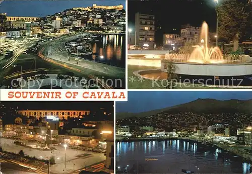 Cavala Kavala Teilansichten Springbrunnen Platz Nachtaufnahme Kat. Kavala